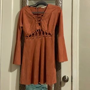 Orange long sleeve hipster dress